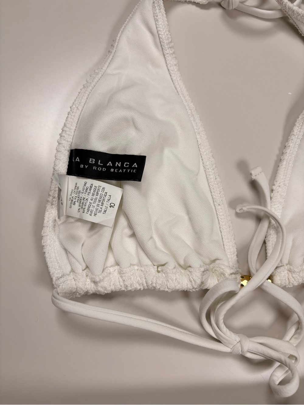 LA BLANCA White Crochet Bikini Set with Gold Accents - Picture 7 of 9